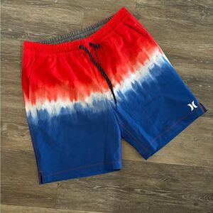 Hurley Red ,White and Blue Swim Shorts Sz L